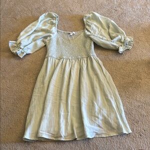 Light Green Puff Sleeve Dress